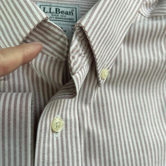 L.L. Bean Men's 18-37 Pin Stripe Long Sleeve Shirt Wrinkle Resistant Cotton - Picture 16 of 16